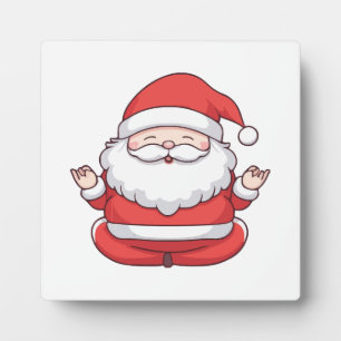Funny Kawaii Santa Yoga Meditation Plaque