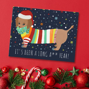 Funny Kawaii Sausage Dog Christmas 2020 Holiday Postcard