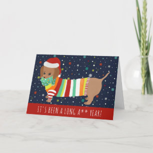 Funny Kawaii Sausage Dog Christmas 2021 Holiday Card