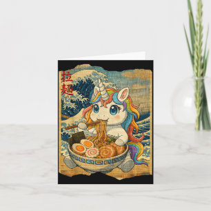 Funny Kawaii Unicorn Ramen Noodle Bowl Japanese Wa Card
