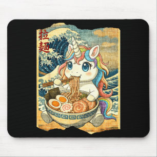 Funny Kawaii Unicorn Ramen Noodle Bowl Japanese Wa Mouse Pad