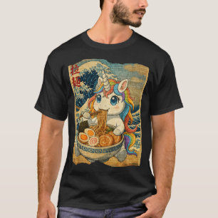 Funny Kawaii Unicorn Ramen Noodle Bowl Japanese Wa T-Shirt