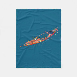 Funny Kayak Christmas Graphics Lights Lover Kayaki Fleece Blanket