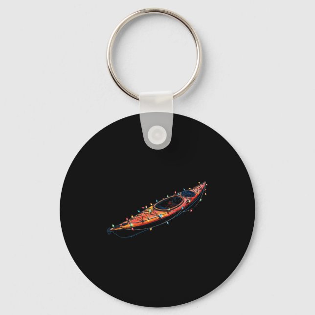 Funny Kayak Christmas Graphics Lights Lover Kayaki Key Ring (Front)