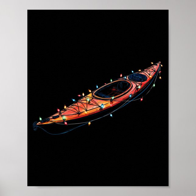Funny Kayak Christmas Graphics Lights Lover Kayaki Poster (Front)