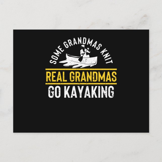 Funny kayaker Some grannies knitting Real Postcard (Front)