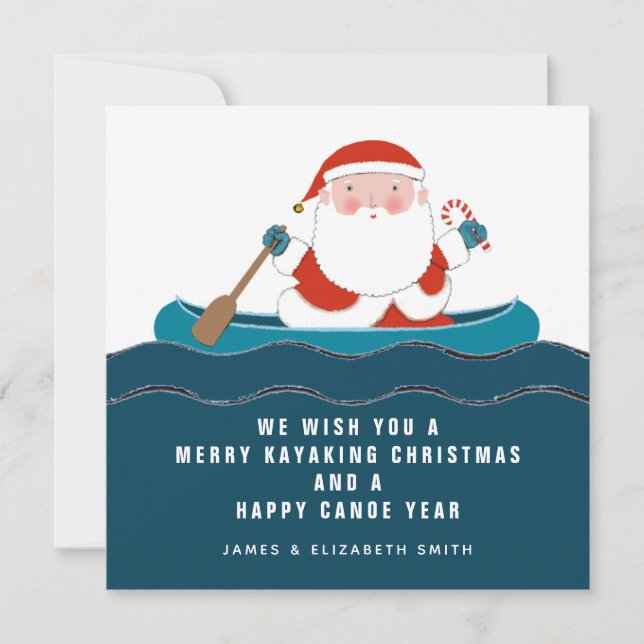 Funny Kayaking Canoe Christmas Cards (Front)