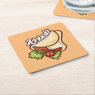 Funny Kebab Cartoon Design Paper Coaster