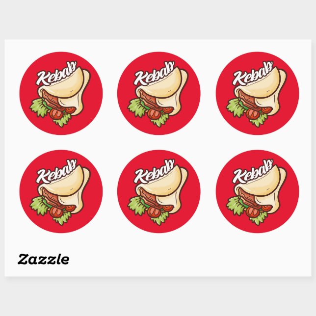 Funny Kebab Cartoon Design Sticker (Sheet)