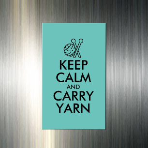 Funny Keep Calm Knitting Pun Yarn Fridge Magnet