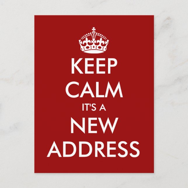 Funny keep calm moving postcard for new address (Front)