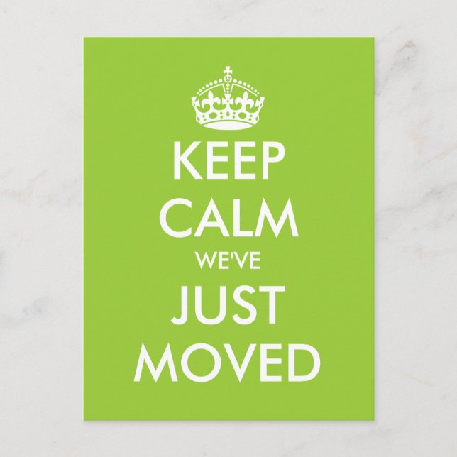 Funny keep calm moving postcard for new home (Front)