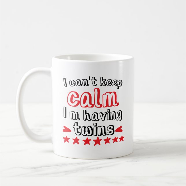 Funny keep calm twins word art  coffee mug (Left)