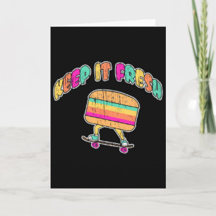 Funny Keep It Fresh Skateboard Burger Retro Vintag Card