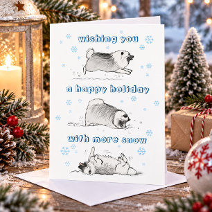 Funny Keeshond Cartoon Dog Snowy Christmas Xmas Holiday Card