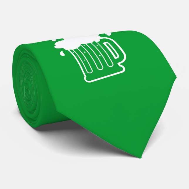 Funny kelly green St Patrick's Day party neck tie (Rolled)