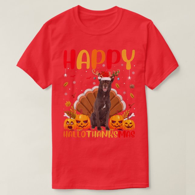 Funny Kelpie Dog Lover Happy Kelpie HelloThanksMas T-Shirt (Design Front)
