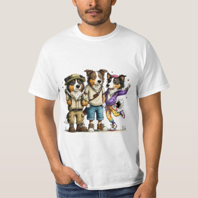 Funny Kelpie Dog Shirt Cute Trio Tee (Front)