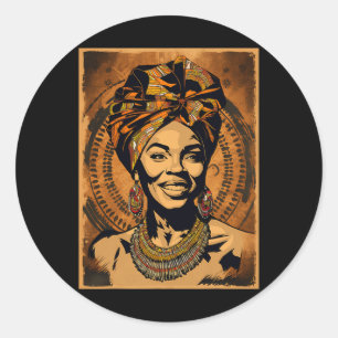 Funny Kente Cloth Head Wrap African American Women Classic Round Sticker