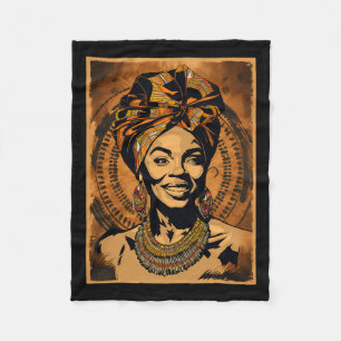 Funny Kente Cloth Head Wrap African American Women Fleece Blanket