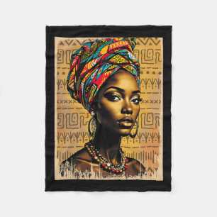 Funny Kente Cloth Head Wrap African American Women Fleece Blanket