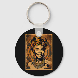 Funny Kente Cloth Head Wrap African American Women Key Ring