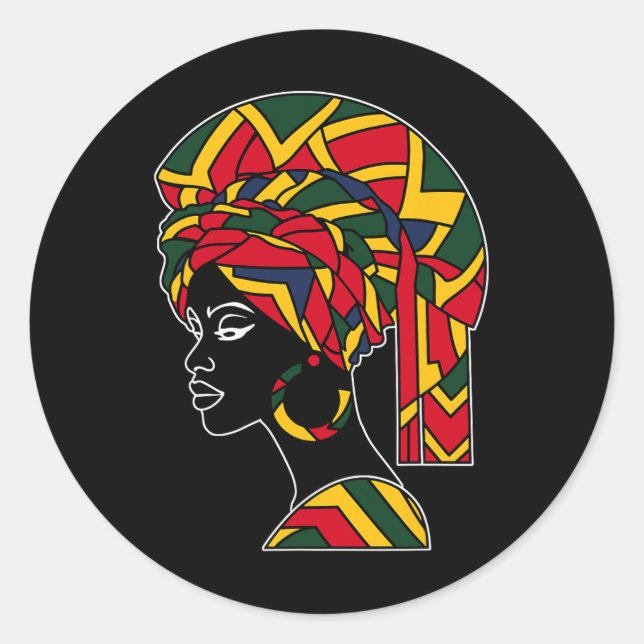 Funny Kente Cloth Head Wrap Gift For African Ameri Classic Round Sticker (Front)