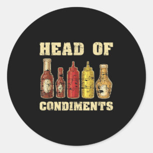 Funny Ketchup Mustard Barbecue Sauce Condiments Sm Classic Round Sticker