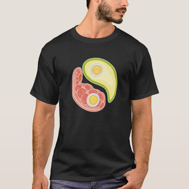 Funny Keto Diet Meat Eggs Avocado Ying Yang Zen Sy T-Shirt (Front)