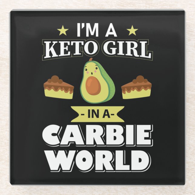 Funny Keto Girl Cute Ketogenic Diet Avocado  Glass Coaster (Front)