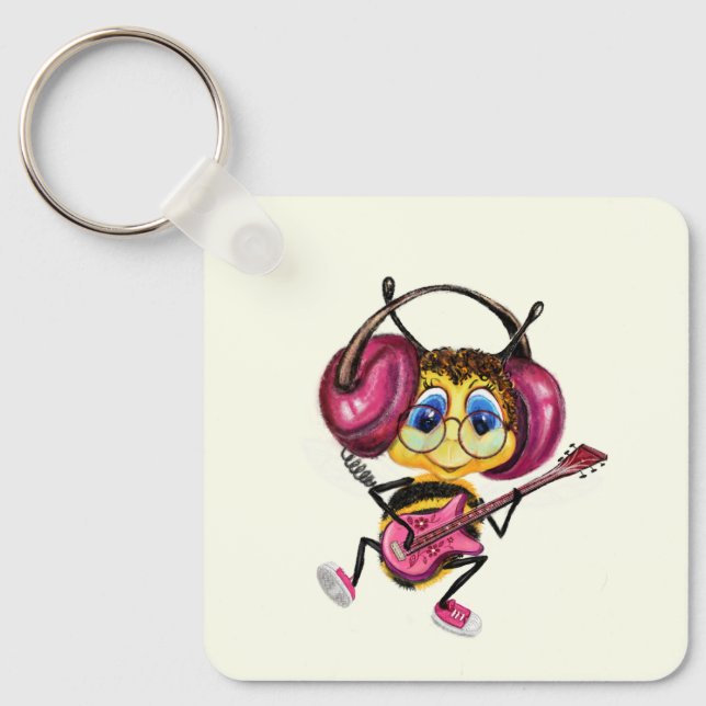 Funny Keychain with Guitar Player Bee (Front)