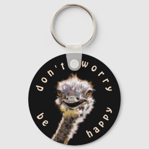Funny Keychain with Happy Ostrich - Customisable