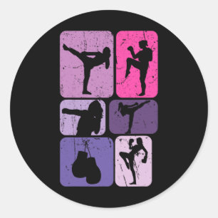 Funny Kickboxing For Girl Women Kickboxer Workout Classic Round Sticker