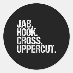 Funny Kickboxing Jab Hook Cross Uppercut Classic Round Sticker