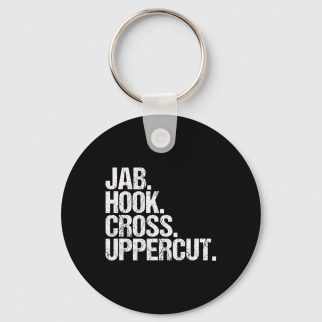 Funny Kickboxing Jab Hook Cross Uppercut  Key Ring (Front)