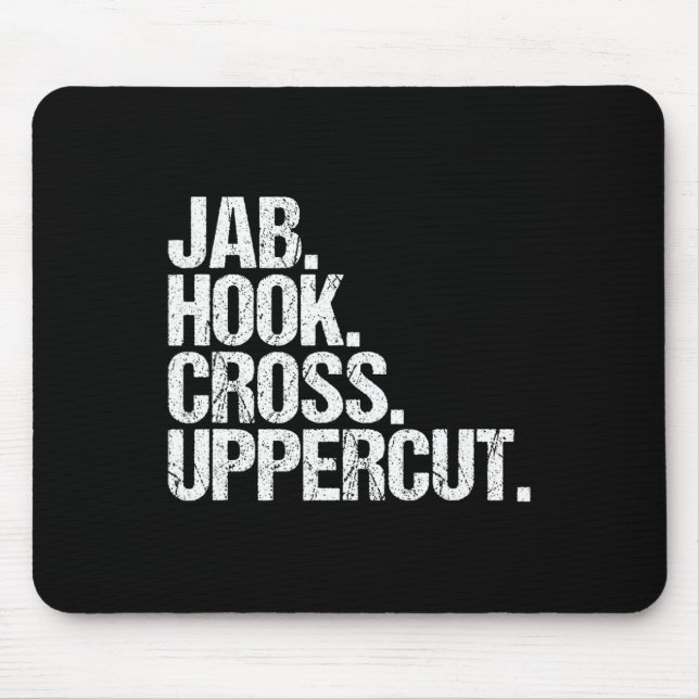 Funny Kickboxing Jab Hook Cross Uppercut  Mouse Pad (Front)