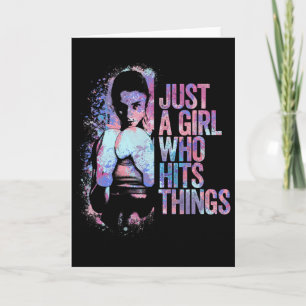 Funny Kickboxing Just A Girl Who Hits Things Thai Card