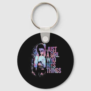 Funny Kickboxing Just A Girl Who Hits Things Thai Key Ring