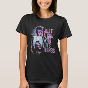 Funny Kickboxing Just A Girl Who Hits Things Thai  T-Shirt