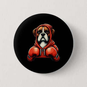 Funny Kickboxing Or Boxing Boxer Dog  6 Cm Round Badge