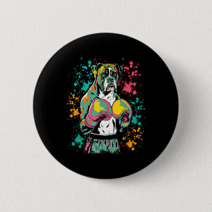 Funny Kickboxing Or Boxing Boxer Dog For Men Women 6 Cm Round Badge