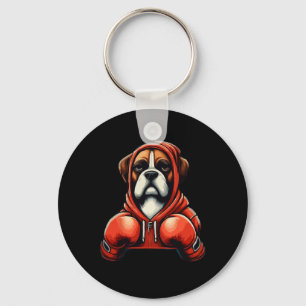 Funny Kickboxing Or Boxing Boxer Dog Key Ring