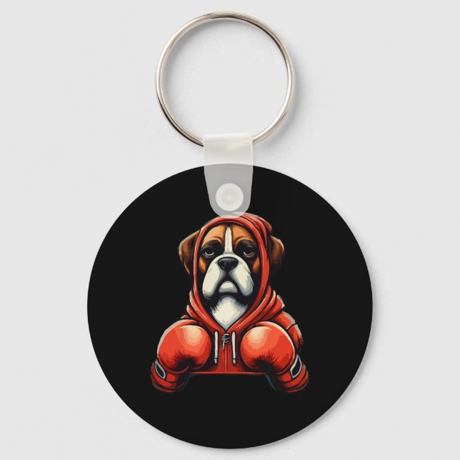 Funny Kickboxing Or Boxing Boxer Dog  Key Ring (Front)