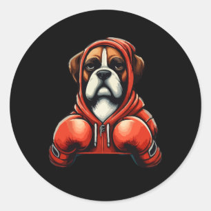 Funny Kickboxing Or Boxing Boxer Dog Men Women Classic Round Sticker
