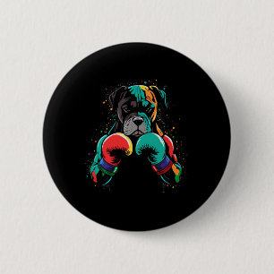 Funny Kickboxing Or Boxing Boxer Dog Men Women Kid 6 Cm Round Badge