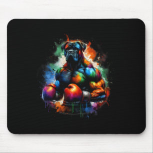 Funny Kickboxing Or Boxing Boxer Dog Paint Splash  Mouse Pad