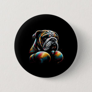 Funny Kickboxing Or Boxing Bulldog Dog For Men Wom 6 Cm Round Badge