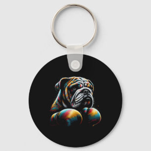 Funny Kickboxing Or Boxing Bulldog Dog For Men Wom Key Ring