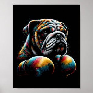Funny Kickboxing Or Boxing Bulldog Dog For Men Wom Poster