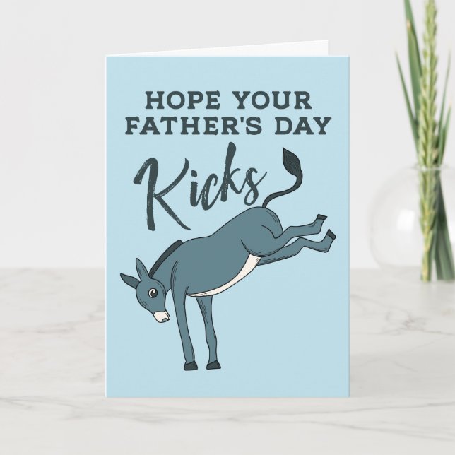 Funny Kicking Donkey Father's Day Card (Front)